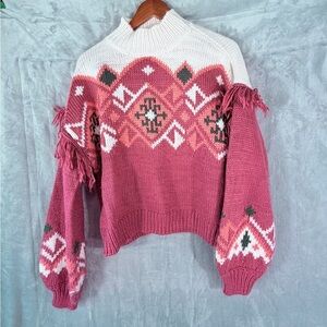 Rock and Roll Denim fringe southwest knit sweater Large